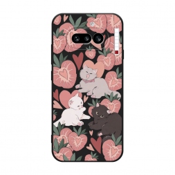 Матовый силиконовый чехол Клубничные котики на Nothing Phone 4a