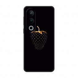 Матовый силиконовый чехол Черно-золотая клубника на Oneplus Nord CE4