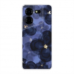Силиконовый чехол Тёмно-синие цветы на Tecno Pova 5 Pro 5G