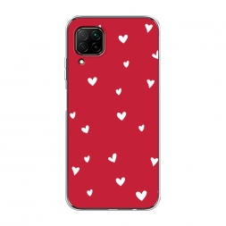 Силиконовый чехол Сердечки на красном на Huawei Nova 7i