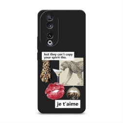 Матовый силиконовый чехол Леопардовый коллаж на Honor 90