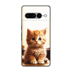 Матовый силиконовый чехол Удивлённый котёнок на Google Pixel 7 Pro