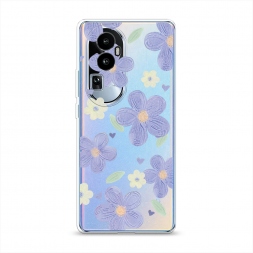 Силиконовый чехол Синие цветочки рисунок на Oppo Reno 10