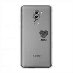 Силиконовый чехол Отпечаток сердца черный на Honor 6X