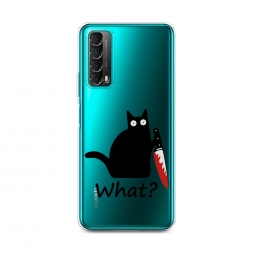 Силиконовый чехол Котик с ножом на Huawei P Smart 2021