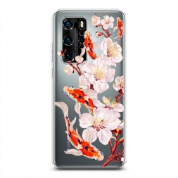 Силиконовый чехол Карпы и сакура на Huawei P40 Pro