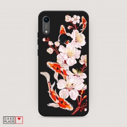 Матовый силиконовый чехол Карпы и сакура на Huawei Y6s