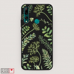 Матовый силиконовый чехол Green Leaves на Huawei Y9 Prime 2019