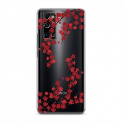 Силиконовый чехол Красная сакура на Honor 30 Pro Plus