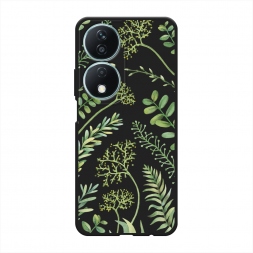 Матовый силиконовый чехол Green Leaves на Honor X7b