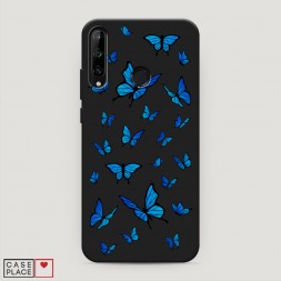 Матовый силиконовый чехол Синие бабочки на Honor 9C