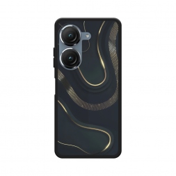 Матовый силиконовый чехол Золотистые изгибы на Asus ZenFone 9