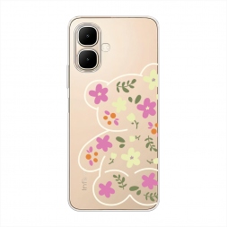 Силиконовый чехол Цветочный мишка на Infinix Smart 10