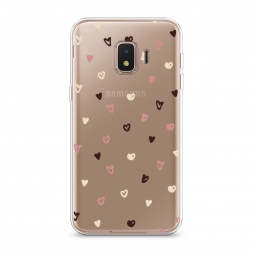 Силиконовый чехол Сердечки паттерн рисунок на Samsung Galaxy J2 Core (2018/2020)