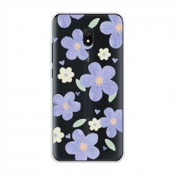 Силиконовый чехол Синие цветочки рисунок на Xiaomi Redmi 8A