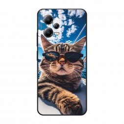 Матовый силиконовый чехол Кот в солнечных очках на Xiaomi Poco X5 5G