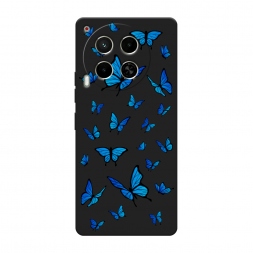 Матовый силиконовый чехол Синие бабочки на Tecno Camon 30 5G