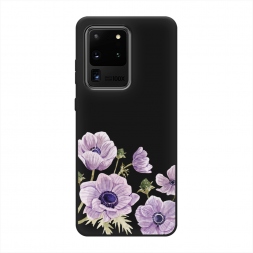 Матовый силиконовый чехол Цветущие сиреневые цветы рисунок на Samsung Galaxy S20 Ultra