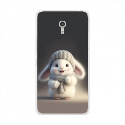 Силиконовый чехол Белый крольчонок в шапке на Alcatel Pixi 4 (5) 5045D
