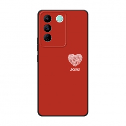 Матовый силиконовый чехол Отпечаток сердца на красном на Vivo T2 4G