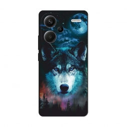 Матовый силиконовый чехол Лунный волк на Xiaomi Redmi Note 13 Pro Plus