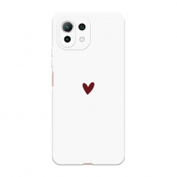 Soft touch белый Маленькое красное сердечко на Xiaomi Mi 11 Lite