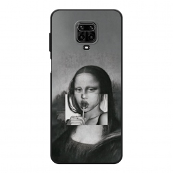 Матовый силиконовый чехол Mona Lisa sucking lollipop на Xiaomi Redmi Note 9S