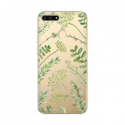 Силиконовый чехол Green Leaves на Honor 7C