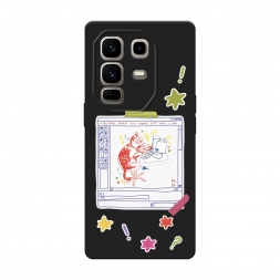 Матовый силиконовый чехол Котик за работой рисунок на Infinix Note 50 Pro Plus