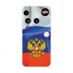 Силиконовый чехол Герб РФ на фоне флага на Nothing Phone 3