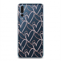 Силиконовый чехол Узор из сердечек на Huawei P20 Pro