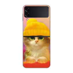 Силиконовый чехол Котенок в желтой шапке на Samsung Galaxy Z Flip 3