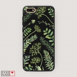 Матовый силиконовый чехол Green Leaves на Huawei Y5 2018
