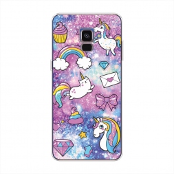 Силиконовый чехол Rainbow doodles на Samsung Galaxy A8 2018
