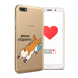 Силиконовый чехол Корги отдыхает на Huawei Y5 2018