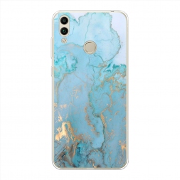 Силиконовый чехол Голубой мрамор рисунок на Honor 8C