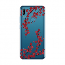Силиконовый чехол Красная сакура на Huawei Y6s
