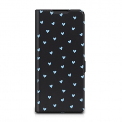 Чехол-книжка Premium Голубые сердечки паттерн на Realme GT 6T