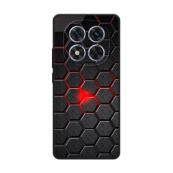 Матовый силиконовый чехол Соты красные на Xiaomi Poco X7