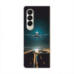 Силиконовый чехол Самолет в ночном небе на Samsung Galaxy Z Fold 4