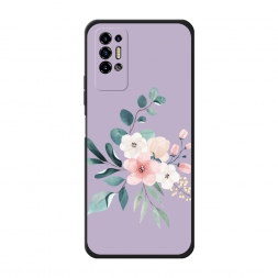 Матовый силиконовый чехол Нежный букет на фиолетовом на Tecno Pova 2