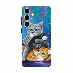 Матовый силиконовый чехол Три кота рисунок на Samsung Galaxy S25 FE