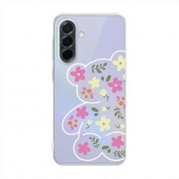 Силиконовый чехол Цветочный мишка на Samsung A37 5G