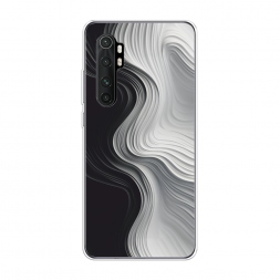 Силиконовый чехол Чёрно-белые волны на Xiaomi Mi Note 10 lite