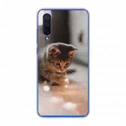 Силиконовый чехол Котенок с огоньками на Xiaomi Mi A3 Lite