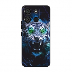 Матовый силиконовый чехол Сверкающие глаза тигра на Itel A60
