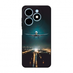 Матовый силиконовый чехол Самолет в ночном небе на Tecno Spark 20