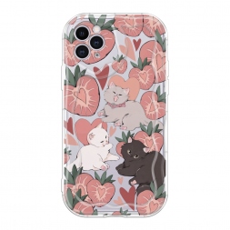 Волнистый чехол Клубничные котики на iPhone 11 Pro