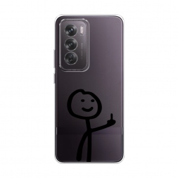 Силиконовый чехол Неприличный человечек чёрный на Oppo Reno 12 pro