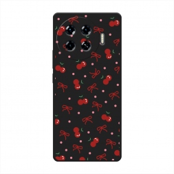Матовый силиконовый чехол Вишни и ленточки на Tecno Spark 20 Pro Plus